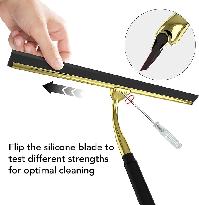 Shower Squeegee with Long Handle 15-51 Telescopic Squeegee for Window Cleaning Window Squeegee for Glass Doors Extendable Window Cleaner Tool for Tile Walls Sliding Door Floor Car Windshield-GD