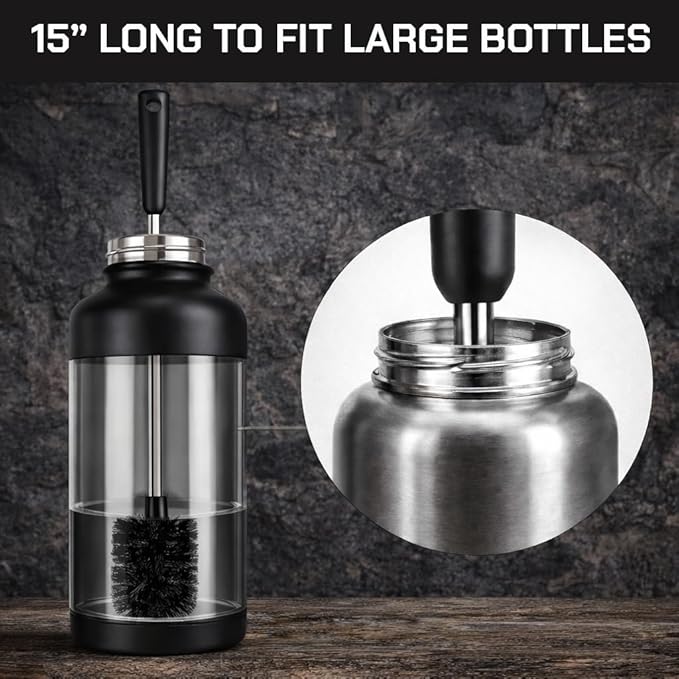 Iron Infidel Battle Brush Kit - 3 Piece Bottle Cleaning Brush Kit (Black)