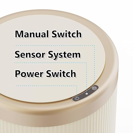 URALFA 3.7 Gallon Motion Sensor Bathroom Trash Can with LidAutomatic Waterproof Touchless Garbage Can Smart Plastic Trash Bins Suitable for Toilet Office Bedroom Kitchen (Cream White)