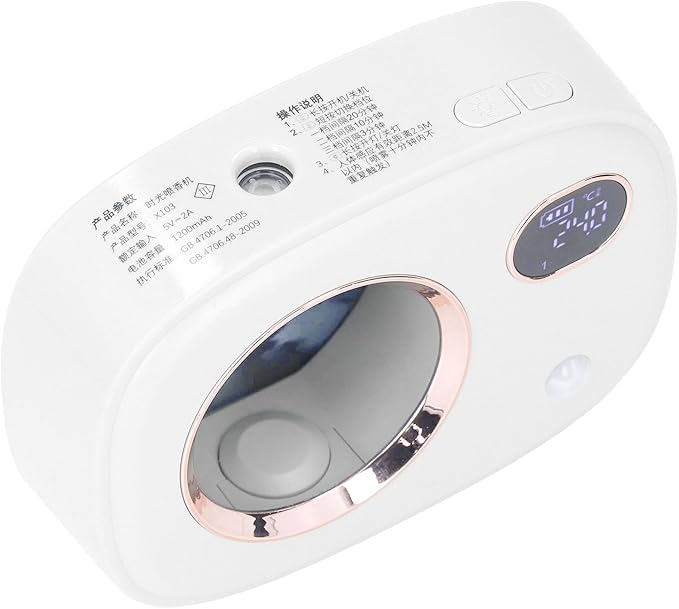 Smart Digital Display Ultrasonic Fragrance Aromatherapy Diffuser Wall Mounted Auto Air Freshener for Toilet Living Room Hotel Noise Reduction Night Light Wide Coverage (White)