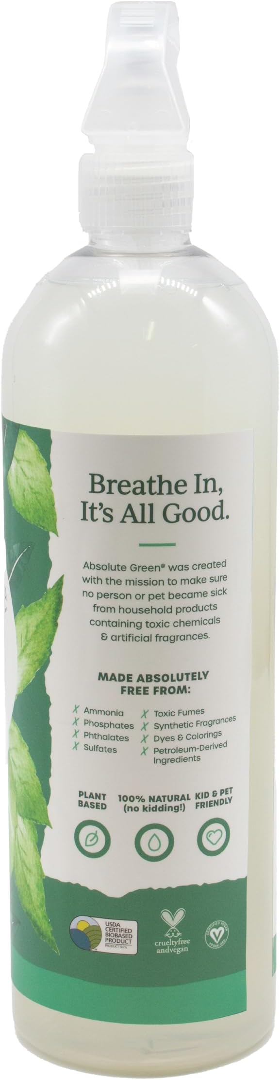 Absolute Green All Purpose Cleaner Spray Non-Toxic Kitchen Bath Countertop Stainless Safe around Kids + Pets Natural Peppermint Scent 25 oz (6 Pack)
