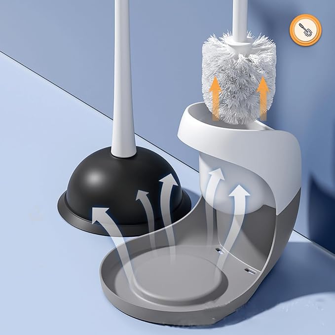 Toilet Plunger and Brush Set Plunger Toilet Brush Combo Bathroom Accessory Sets Bathroom Cleaning Tools Cleaning Brush Ergonomic Grip &amp Compact Storage