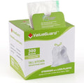 Large Trash Bags 13 Gallon Tall Drawstring 100% Post-Consumer Recycled Garbage Bag Waste Bag for Kitchen Office 0.6 Mil (300 Count)