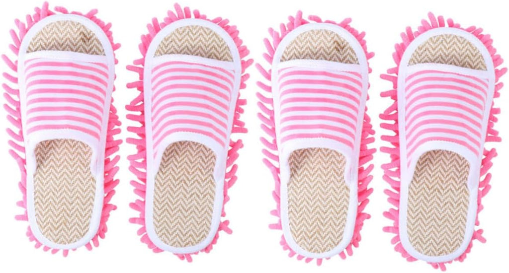 minkissy 2 Pairs Washable Detachable Mop Slippers: Floor Cleaning Unisex House Slippers -striped Indoor Cleaning Shoes for Home Dorm
