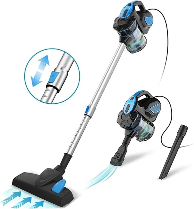 Vacuum Cleaner Corded I5 18Kpa Powerful Suction 600W Motor Stick Handheld Vaccum Cleaner for Home Pet Hair Hard Floor(RedUs)