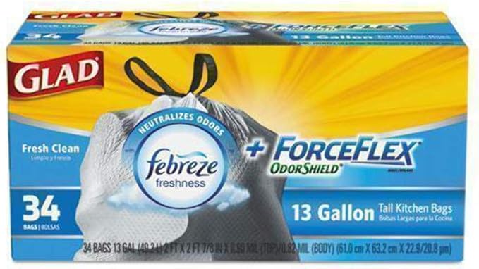 Glad Trash Bags Tall Kitchen Garbage Bags 13 Gal 34 Count