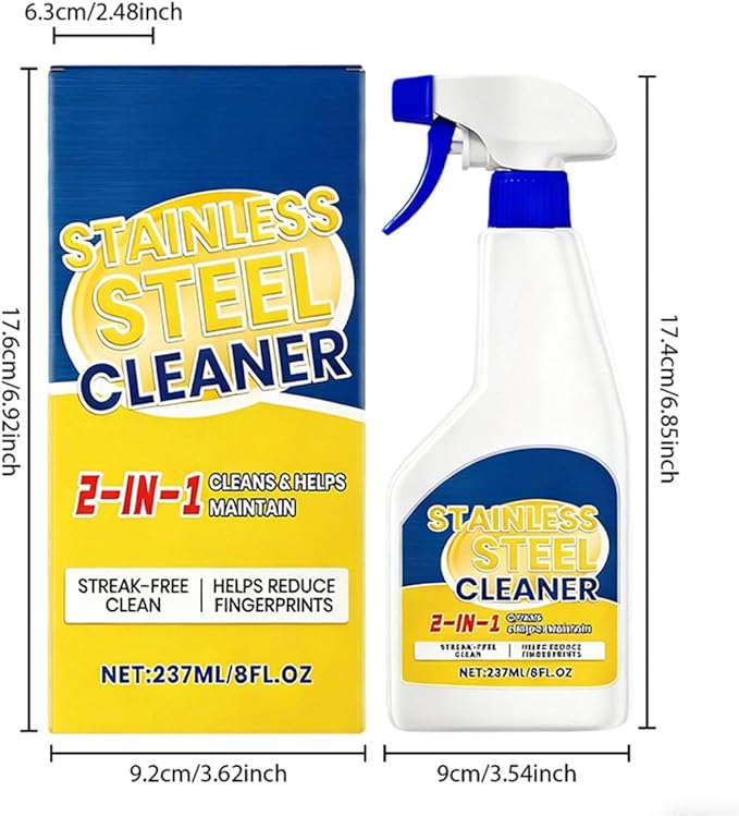 Professional Cleaner for Stainless Steelfor Home and Kitchen UseStainless Steel Cleaner Polish Spray Removes Fingerprints Water Marks and Grease (2PCS)