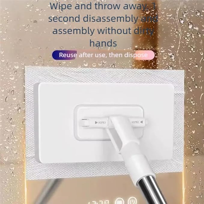 Quick-Change Microfiber Mop Stick with 10 Reusable Pads - 40 Lightweight Telescopic Handle Easy One-Touch Clip Washable Pads for Floor &amp Household Surface Cleaning