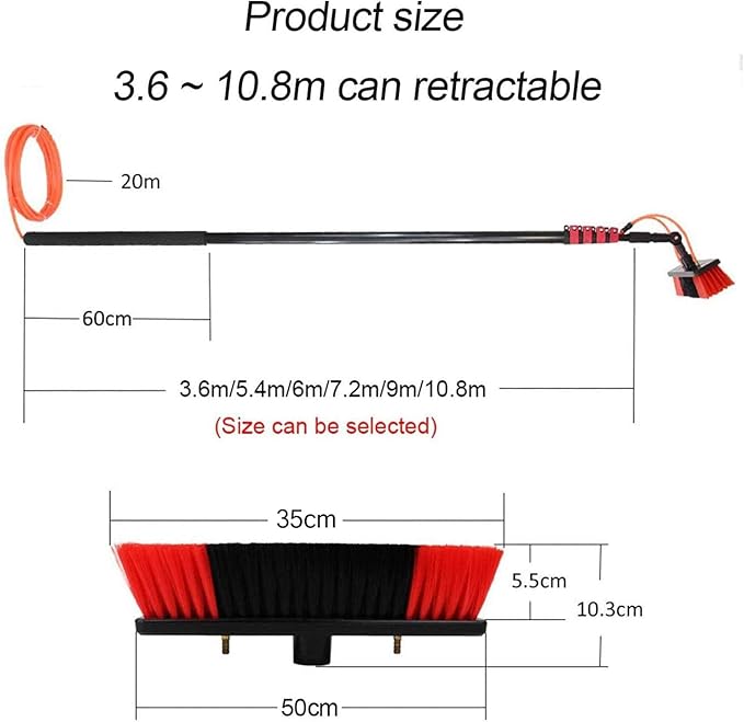 Telescopic Window Cleaner 30FT Water Fed Pole for Professional Solar Panel Cleaning 35cm Brush Head Included