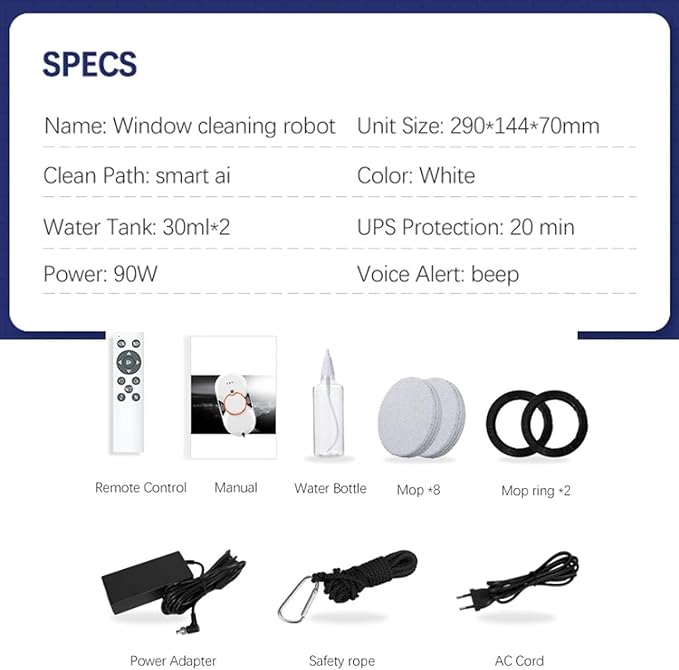 Window Cleaner Robot5600pa Smart Glass Cleaning Robotic- Dual Water Spray for Indoor and Outdoor Tile Kit with Remote Control