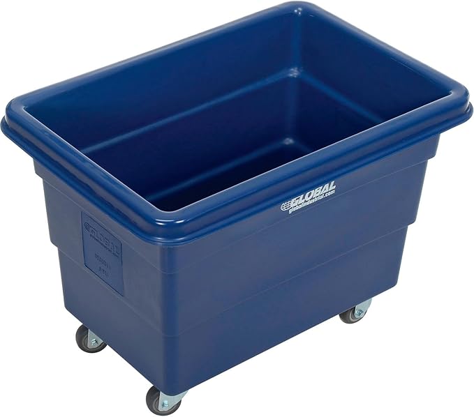 Global Industrial 6 Bushel Plastic Bulk Box Truck Direct Mount Base 500 lbs. Capacity 3 Non-Maring Rubber Casters Blue 33-2/5L x 23 W x 24-1/2H