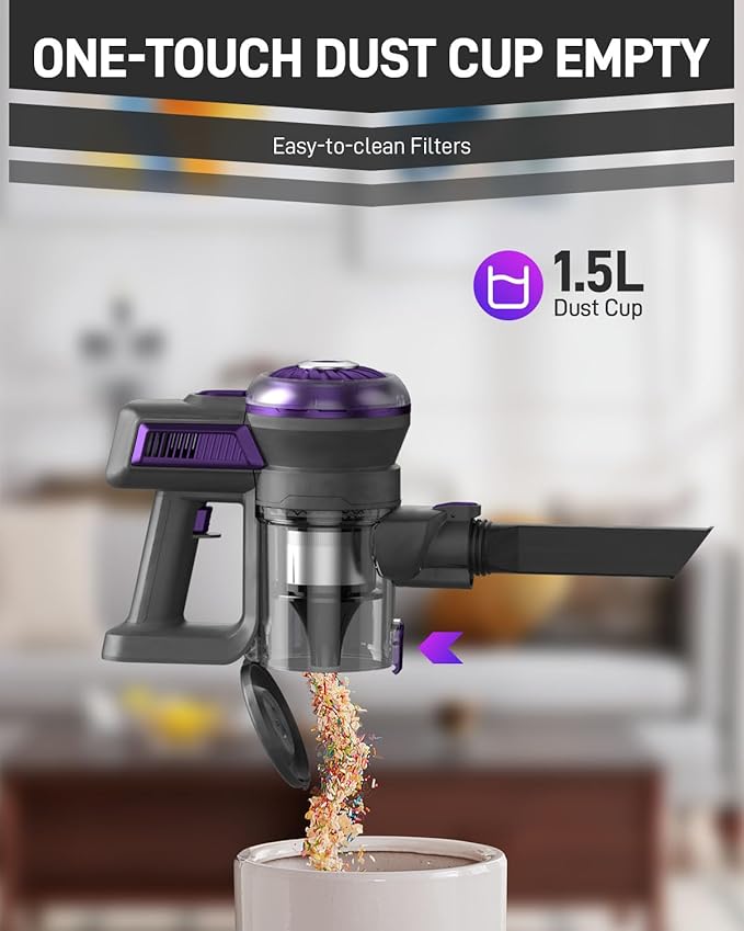 Cordless Vacuum Cleaner Stick Vac Cleaners for Home with Tangle-ResistantUp to 50 MinutesPowerful SuctionRechargeableLightweightHandheld Versatile for Carpet Hard Floor Pet Hair S2