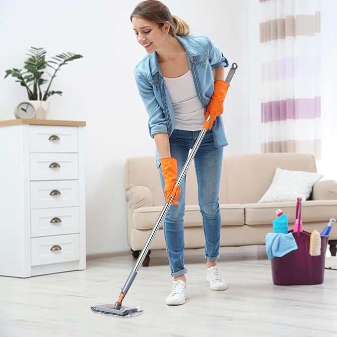 Base Boards Cleaning Tool with 76 Long Handle 360° Rotatable Wall Cleaner Base Board Cleaner Tool Wall Cleaning Washing Mop with 8 Reusable Pads for Painted Walls Ceilings and Baseboards