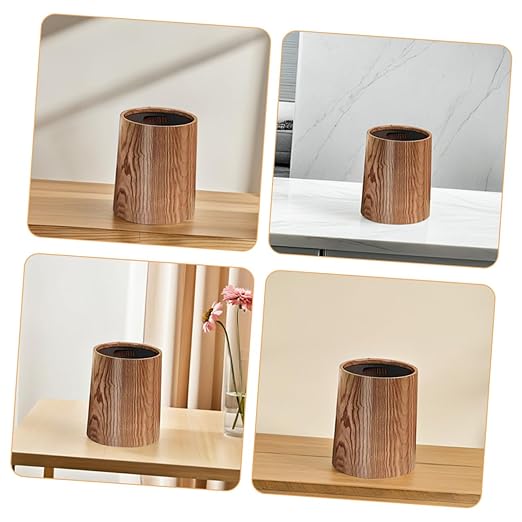 Garneck Rustic Wood Grain Trash Can 8L Plastic Wastebasket Large Capacity Bathroom Kitchen Office Toilet Bin Farmhouse Style Household Garbage Bin