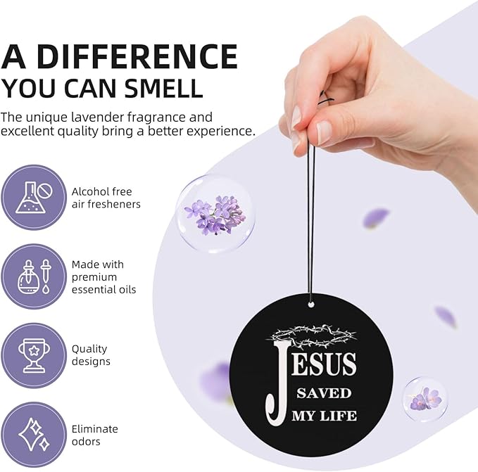 100 PCS Religious Jesus Christian Faith Cross Car Air Fresheners Cards Set Multi-Pack Scented Cards Long-Lasting Auto Fragrance Cards for Vehicle Home &amp Office Round Shape
