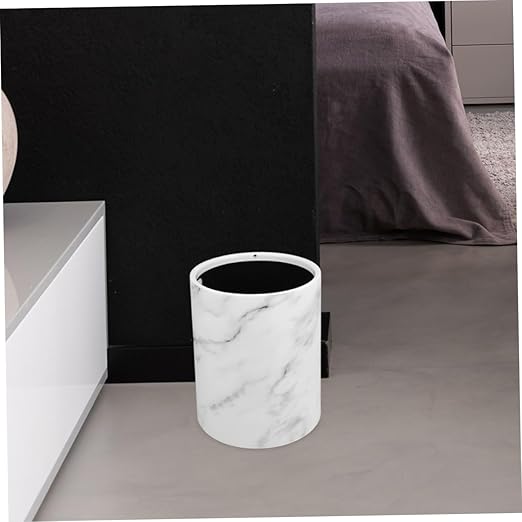Cabilock Marbled Trash Can Kitchen Bathroom Waste Basket Plastic Office Living Room Waste Bin Dorm Wastebasket