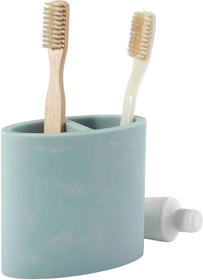 Nicole Miller - Bathroom Set 2pc Resin Countertop Accessories Dorm Room Essentials (Kendall Collection Oasis)