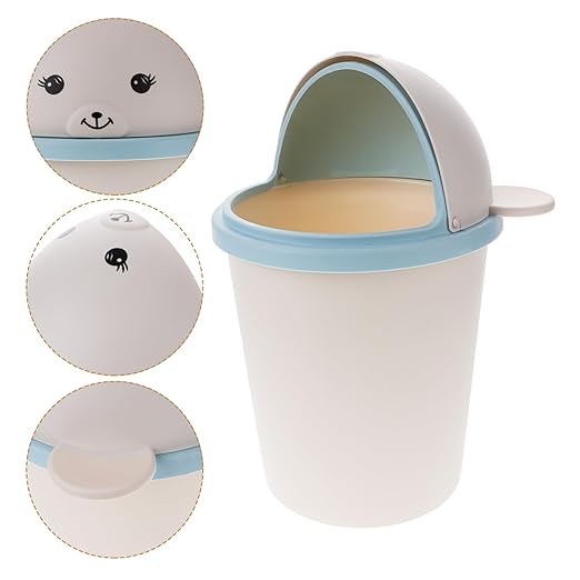 Unomor Desktop Trash Bin with Swing Lid Cute Wastebasket for Home Office for Living Bedroom and Desk Organization Odor Reducing Design