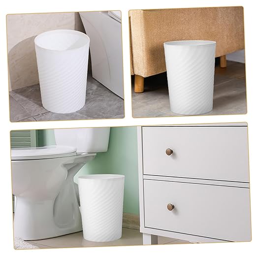 Plastic Trash Can Wastebasket White Open Top Trash Bin for Bathroom Office Bedroom Kitchen Large Opening Sturdy Structure Versatile Household Garbage Container
