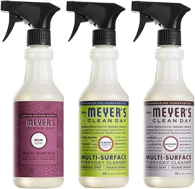 Mrs. MEYER'S CLEAN DAY Multi-Surface Cleaner 3 Pack Variety Pack Mum Lemon Verbena Lavender 16 Fl Oz Each 1 CT