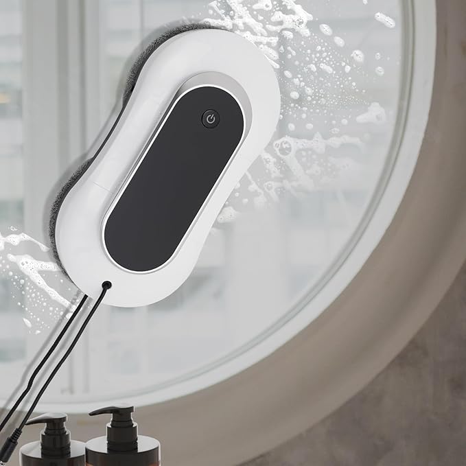 Bacocoo Window Cleaner Robot Smart Glass Cleaning Robot with Dual Spray - Remote Control 2800-3200Pa Strong Suction Automatic Path Planning for High-Floor Windows Mirrors Tiles. (White)