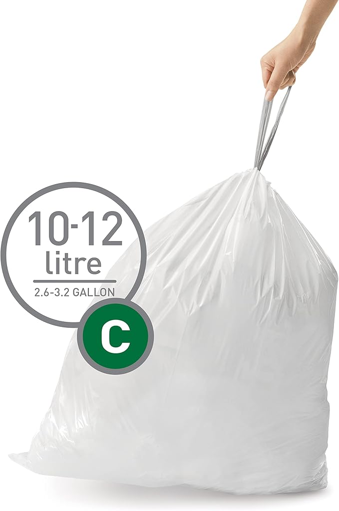 simplehuman Trash Can Liner C 10-12 Liters/2.6-3.2 Gallons 20-Count Bags (Pack of 3)