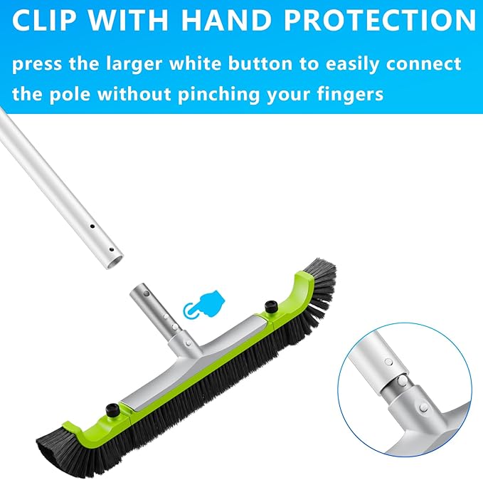 Sepetrel 20” Pool Brush Head for Cleaning WallsHeavy Duty Inground/Above Ground Swimming Pool Scrub Brushes with Premium Strong Bristle &amp Reinforced Aluminium Back