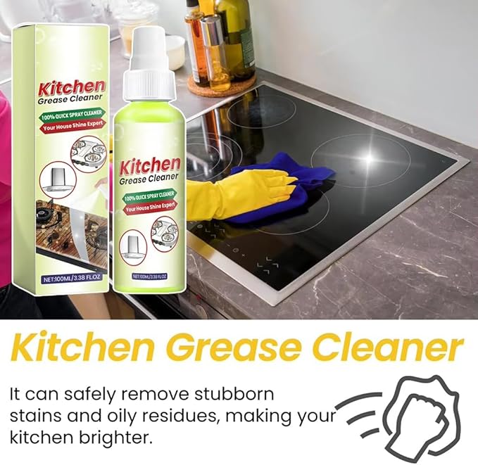 ELEFOCUS 100ml Kitchen Grease CleanerMultipurpose Stubborn Stains Cleaner Lasting Effect Heavy Oil Cleaner For Kitchen Stove Utensils Stubborn Grease Stains Powerful Cleaning (2Pcs)