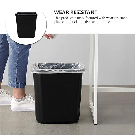 PRETYZOOM Small Plastic Trash can - 2 Gallon Trash can Space-Efficient Slim Garbage Bin Matte Black for Office Bedroom Kitchen Bathroom