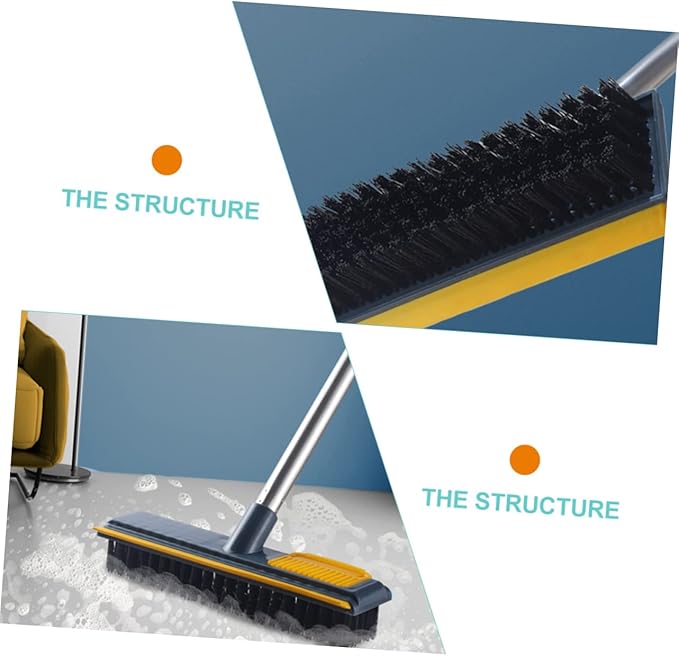 2pcs Telescopic Deck Brush Scraper Grout Brush for Hard Floor Cleaner Dual Use Scraper