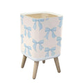 Trash Can with Lid Seamless pattern cute blue bows Trendy hair braiding accessory Hand Garbage Can Rectangular Waste Bin Press Cover Dog Proof Wastebasket for Kitchen Bathroom Living Room Nursery