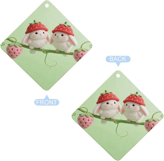 5PCS Car Air Freshener Hanging Personalized Double Sided Strawberry Chicks Car Fresheners Long Lasting New Cars Scents Cute Automotive Freshies for Closets Drawers (tea)