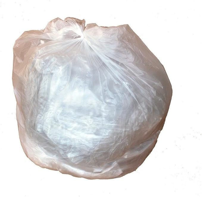 PlasticMill Heavy Duty Trash Bags - Clear Garbage Bags - Plastic Trash Bags - Kitchen Bathroom Office Garbage Bags Trash Can Liners - 7-10 Gallon Small Trash Bags 8 Microns 24x24 (1000-Count)