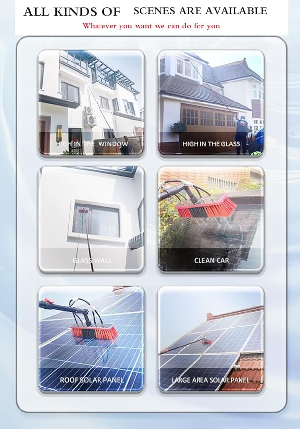 Solar Panel Window Cleaner Brush and Pole Kit12ft-36ft 3-in-1 Outdoor Water Fed Extendable Brush - Perfect for Cleaning Photovoltaic Panels Cars Windows