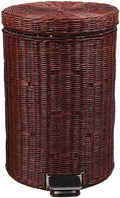 Nordic Creative Natural Rattan Trash Can Slow Down Silent Pedal Garbage Bin with Lid Fashion Country Style Wastebasket (Color : Brown Size : 5L)