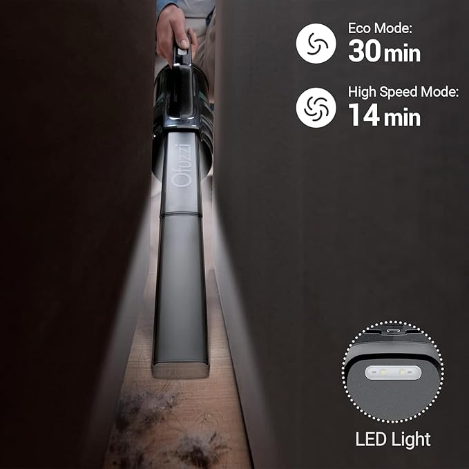 Ofuzzi H9 Pro Handheld Vacuum Cleaner Extra-Long Crevice Tool 40AW/13kPa Surging Suction LED- Display&ampLight Up to 30 Mins Runtime Portable Vacuum for Home Cleaning Black
