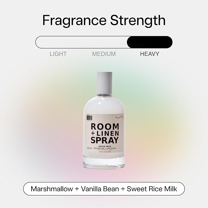 DedCool Room + Linen Spray | Mochi Milk | Natural Fabric &amp Linen Spray | Non-Toxic Essential Oil Infused | Freshens Home Bedding Couch Closet &amp Bathroom | 3.5 fl oz