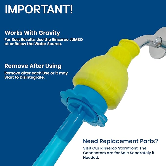 Rinseroo JUMBO Shower Cleaning Thing – Slip-On Handheld Hose Attachment for Fast Mess-Free Shower Wall Rinsing–6 Ft Hose Fits Up to 7 Shower Head–Temporarily Converts Standard Shower into Handheld