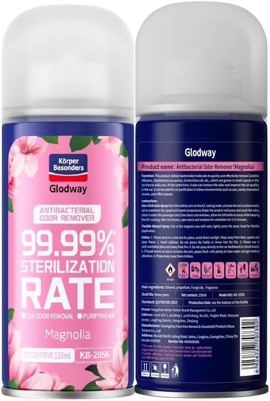 Glodway Air RefresherOdor Eliminator Remover SprayOdor RemoverMagnolia Long-Lasting Scent For HomeCouchMattressFurniture bathroomFabrics &amp Trash6 Ounce4 pack