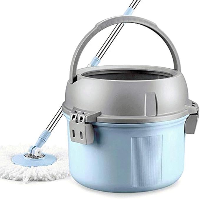 MopSystem with Extended Adjustable Handle and Microfiber Pads Spin Floor Cleaning with