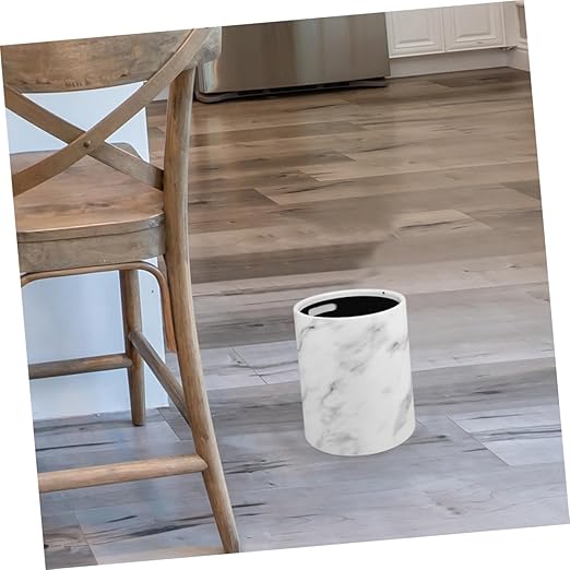 Cabilock Marbled Trash Can Kitchen Bathroom Waste Basket Plastic Office Living Room Waste Bin Dorm Wastebasket
