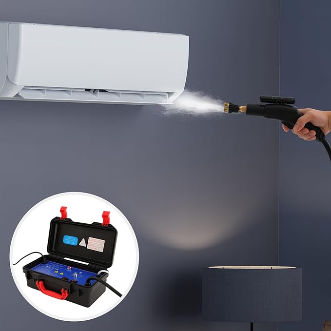 High Temp Portable Handheld Cleaning Machine 110V 1700W High Pressure Steam Cleaner 6-Gear Adjustable Steamer for Car Detailing with Extension Rod Steamer for Cleaning Grease Stains Dust
