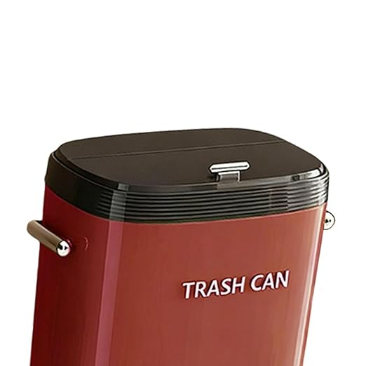 Garbage Can with Legs Dustbin High Foot 15L Large Capacity Household No Bending Wastebasket for Office Bedroom Kitchen Toilet Red