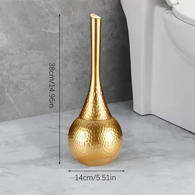 Gold Toilet Brush and Holder Set Hammered Elegant Bathroom Decor with Anti-Splash Shield &amp 360° Cleaning Base Rust-Proof ABS Modern Bath Accessories for Home Hotel