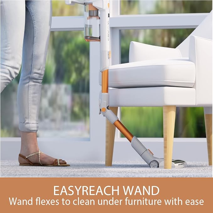 Kenmore DS4030 21.6V Cordless Stick Vacuum with EasyReach Wand Lightweight Cleaner with 2-Speed Power Control LED Headlight Converts to Handheld for Hardwood Floors Carpet &amp Pet Hair Orange