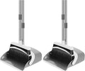 NACENA Broom and Dustpan Set 52-in Long Adjustable Handle Broom Dustpan Combo with Dustpan Teeth to Automatically Clean Hair Suitable for Home Kitchen Office Hall Floor (Grey&ampWhite) 2 Pack