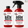 The Stink Solution Skunk Odor Eliminator for Dogs Natural Skunk Smell Remover Kit 16 oz Bath Booster &amp 16 oz Pomegranate Spray Pet Safe Skunk Odor Remover Skunk Deodorizer &amp Skunk Spray Neutr