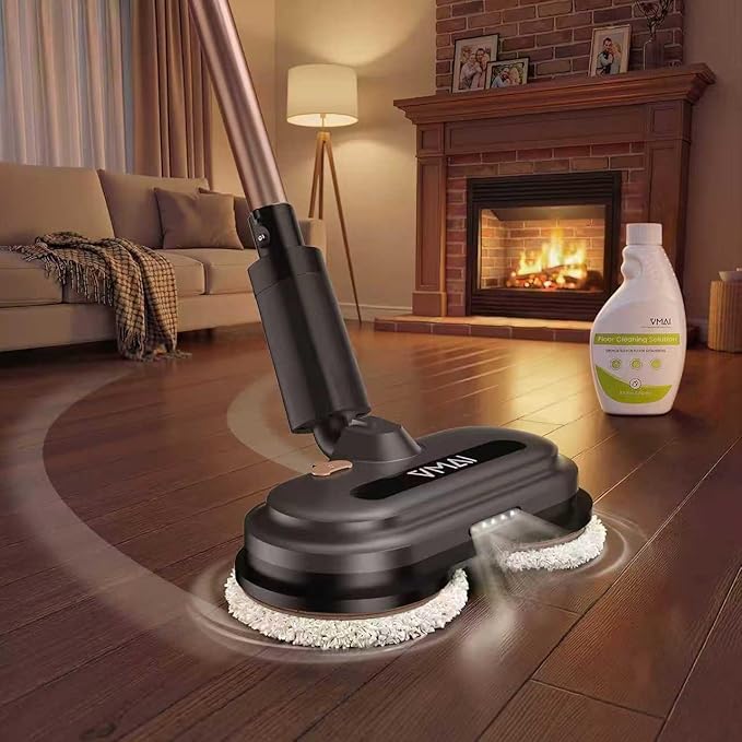 Cordless Electric Mop Electric Floor Cleaner with Water Sprayer &amp LED Headlights Up to 60 mins Lasting Time Powerful Spin Mop with Extendable Tube Self-Propelled Floor Cleaning Solution inclu