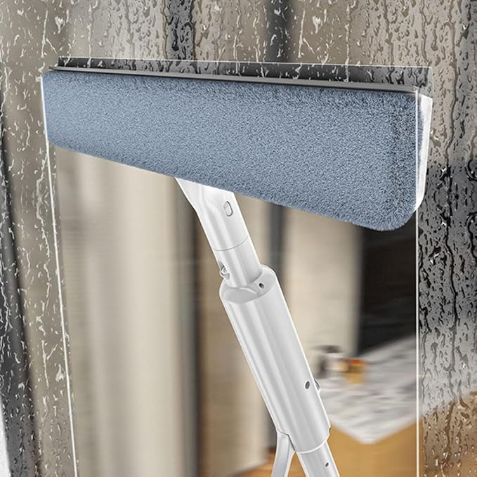 Telescopic Double Sided Window Cleaner with Spray Function and Scraper Glass Doors and Shower Screens