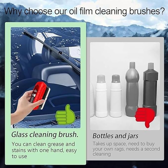 Automotive Oil Film Cleaning Brush 2026 New Glass Cleaning Board Oil Film Remover for Car Window OIL FIlm Brush 2.0 Prevents Rain and Fog CLeaning Glass Brushes (3 OLD 1.0)